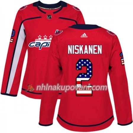 Washington Capitals Dresy Matt Niskanen 2 2017-2018 USA Flag Fashion Černá Adidas Authentic - Dámské
